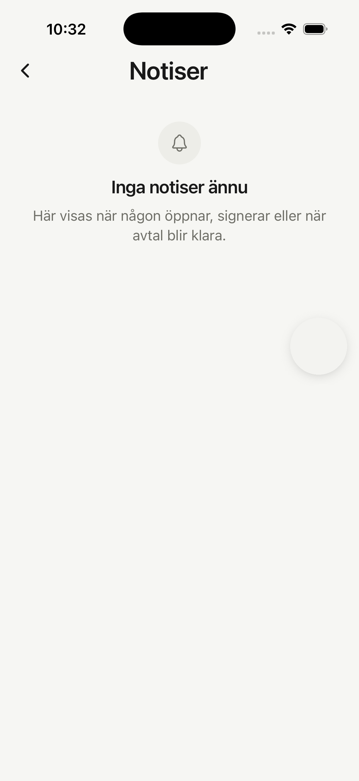 Notiser i Zigna-appen när dokument öppnas eller signeras